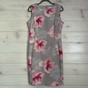 Calvin Klein Floral Sleeveless
Stretch Scuba Sheath Dress Size 12 Grey /Pink
